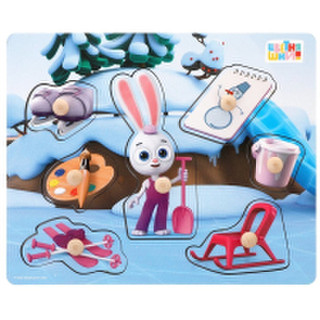 Сортер MAPACHA Вкладыши. Цветняшки Зимняя прогулка Зайчонка Скок / 962462