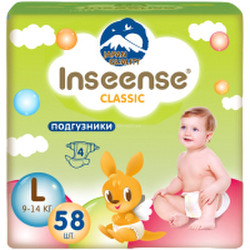 Подгузники детские Inseense Classic Plus L 9-14 кг / InsCL58Lime