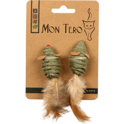 Набор игрушек для кошек Mon Tero Eco Мышь с перьями с кошачьей мятой / 51473