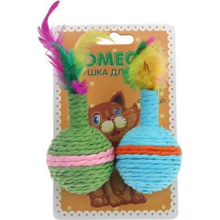 Набор игрушек для кошек Homecat Мячи цветные с пером гремящие / 72343