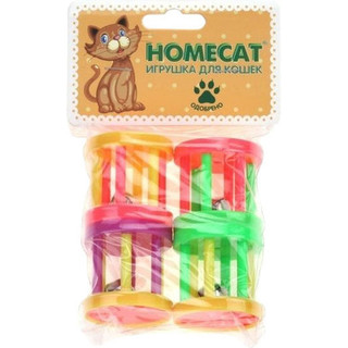 Набор игрушек для кошек Homecat Барабаны пластиковые с колокольчиком / 72360