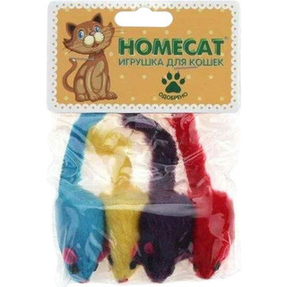 Набор игрушек для кошек Homecat Мышки плюшевые Гремящие / 72351