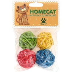 Набор игрушек для кошек Homecat Мячи из ротанга с колокольчиком / 72361