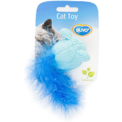 Игрушка для кошек Duvo Plus Мышка с хвостом из перьев / 1717021/DV