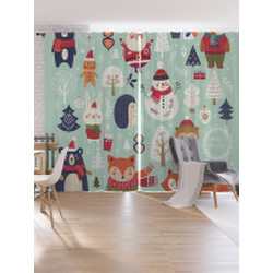 Комплект штор JoyArty Oxford DeLux Новогодние зверюшки / pox_380868