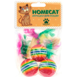 Набор игрушек для кошек Homecat Мячи радужные с пером / 72348