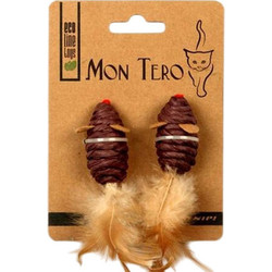 Набор игрушек для кошек Mon Tero Мышь с перьями с кошачьей мятой / 51475