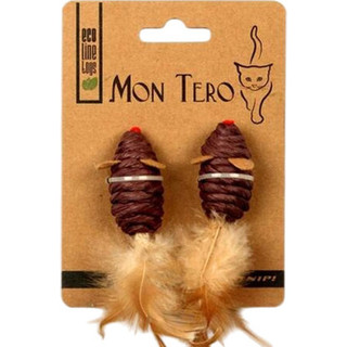 Набор игрушек для кошек Mon Tero Мышь с перьями с кошачьей мятой / 51475
