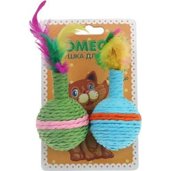 Набор игрушек для кошек Homecat Мячи цветные с пером гремящие / 72343