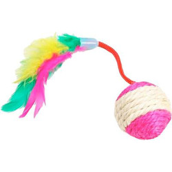 Игрушка для кошек Пижон Шар-погремушка с перьями